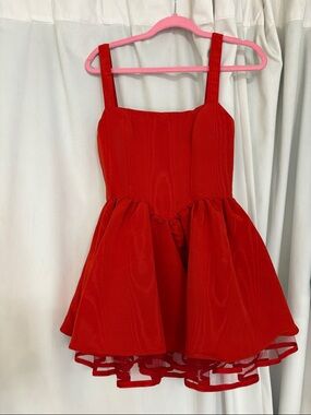 Sugar Thrillz Red Fit-and-Flare Party Dress with corset and tulle underlining